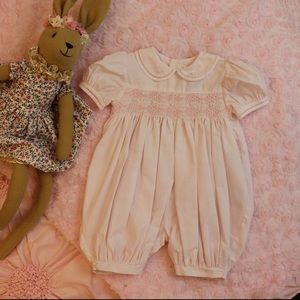 PETIT AMI Pink Floral Smocked Bubble Romper